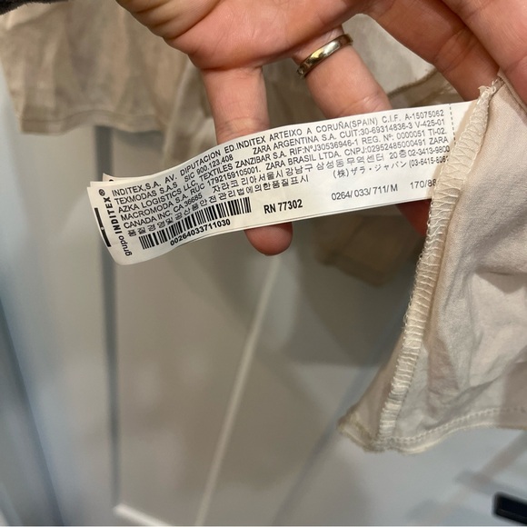 Zara Tan Beige Short Sleeve Boho Gauzy Bottom Top Size Medium Style 0264/033/711 - Picture 8 of 8